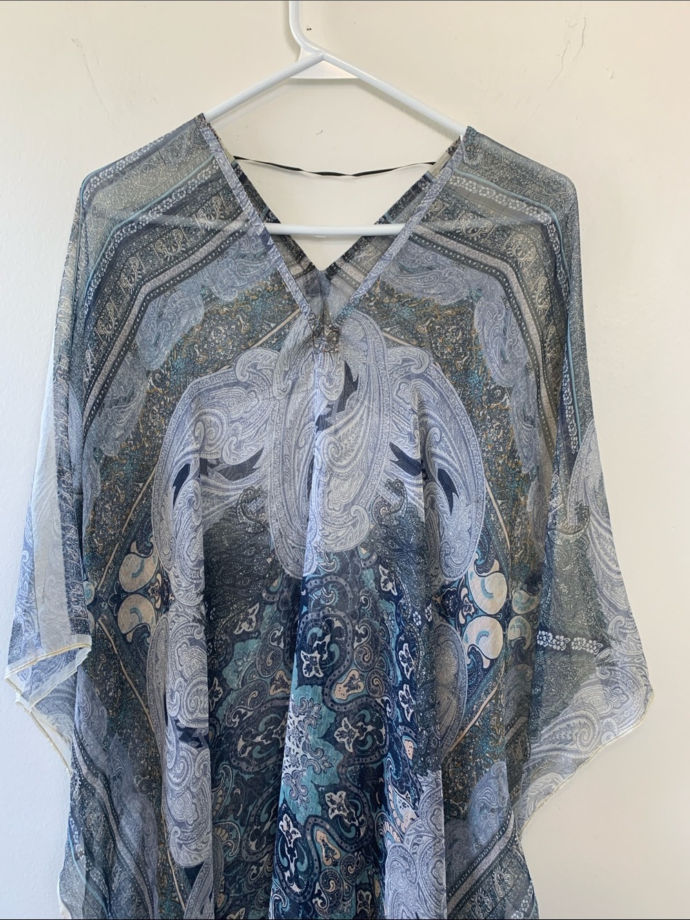 Paisley Print Blue Maxi Kaftan Dress